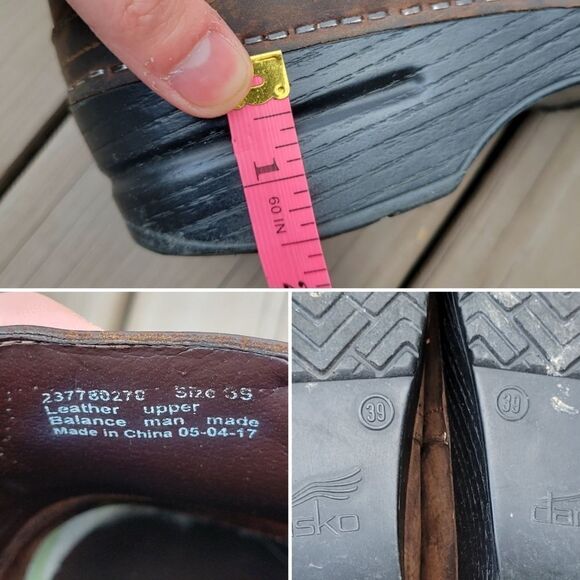 Dansko Professional Pepper Brown Oiled Leather Platform Distressed Clogs 39 - Picture 8 of 10